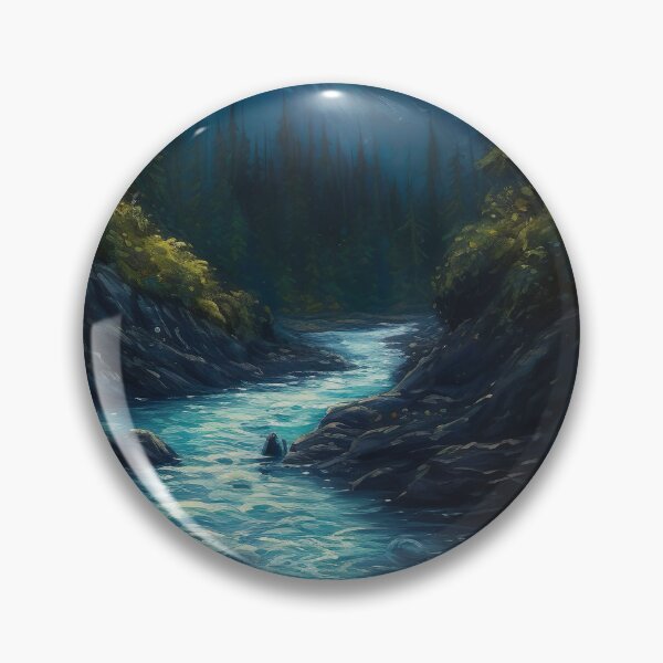 Item preview, Abstract painting of full moon shining on the lake on a calm winter night designed and sold by UmagineArts.