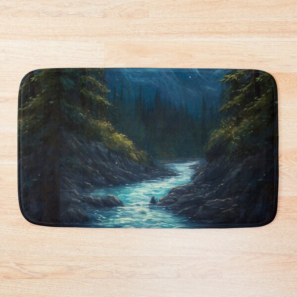 Item preview, Abstract painting of full moon shining on the lake on a calm winter night designed and sold by UmagineArts.