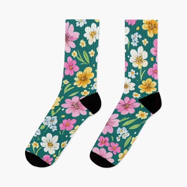 Item preview, Colorful Pink White And Yellow Flower Pattern On Green designed and sold by GraphicsClub.