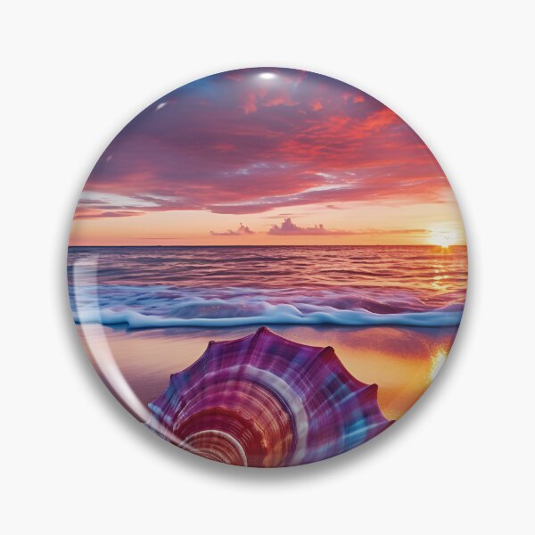 Item preview, serenity shell seaside landscape digital print designed and sold by dcrc.