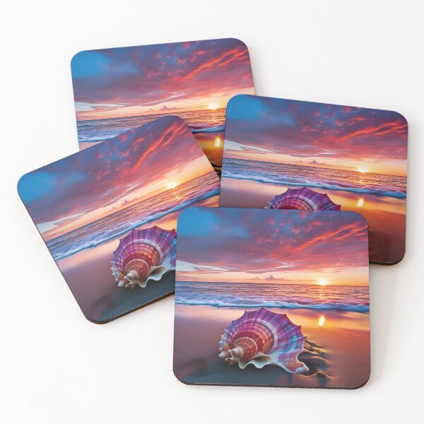 Item preview, serenity shell seaside landscape digital print designed and sold by dcrc.