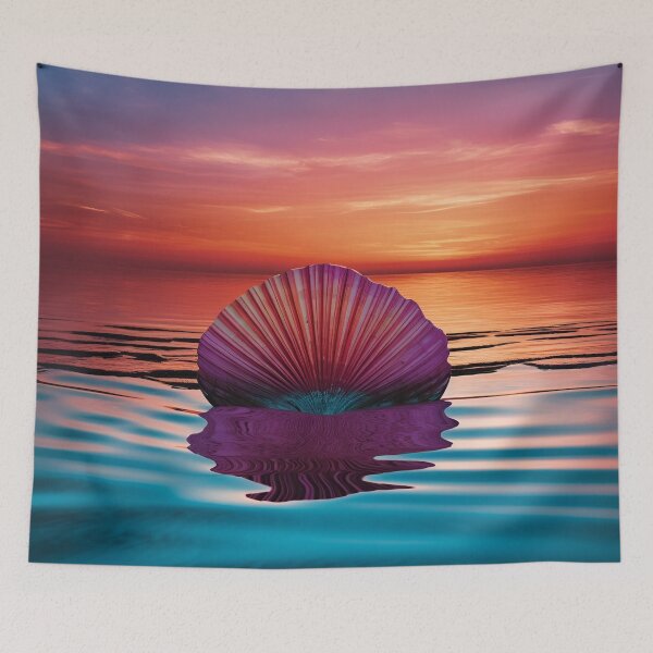 Item preview, serenity shell seaside landscape digital print designed and sold by dcrc.
