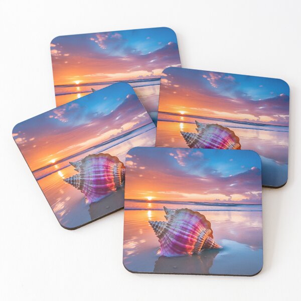 Item preview, serenity shell seaside landscape digital print designed and sold by dcrc.