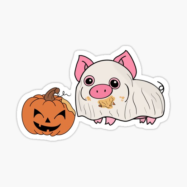 Ghost Pig Eating Pumpkin Sticker