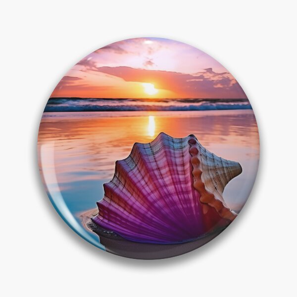 Item preview, serenity shell seaside landscape digital print designed and sold by dcrc.