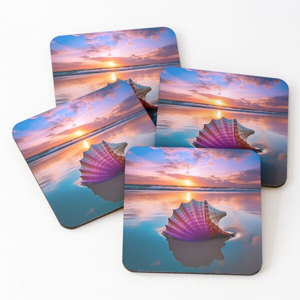 Item preview, serenity shell seaside landscape digital print designed and sold by dcrc.