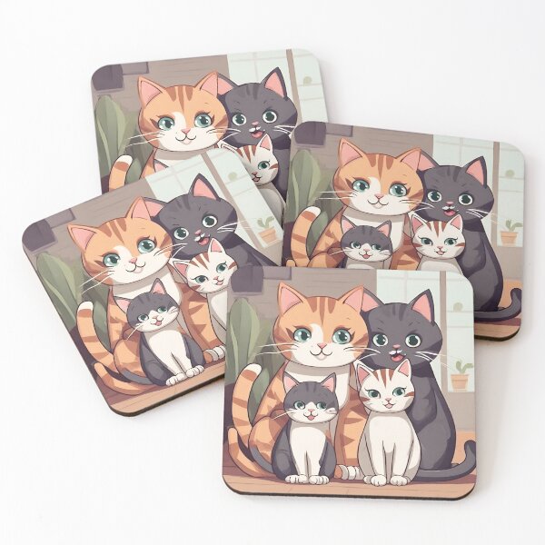 Item preview, cats with family digital paper designed and sold by pig2u.