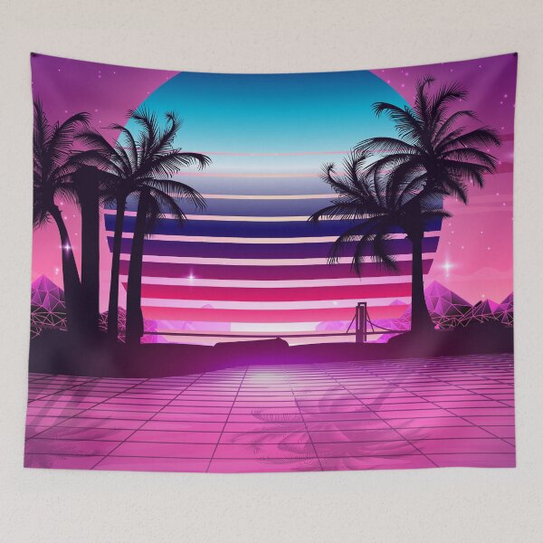 Item preview, Dreamy Pink Sunset Retrowave designed and sold by MaiZephyr.