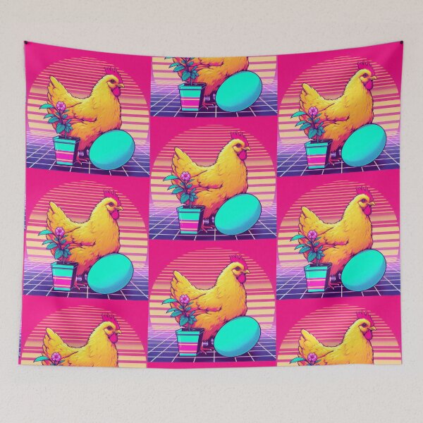 Item preview, Easter Egger Chicken Digital Concept Art Retrowave #3 designed and sold by AIrtisticPrints.