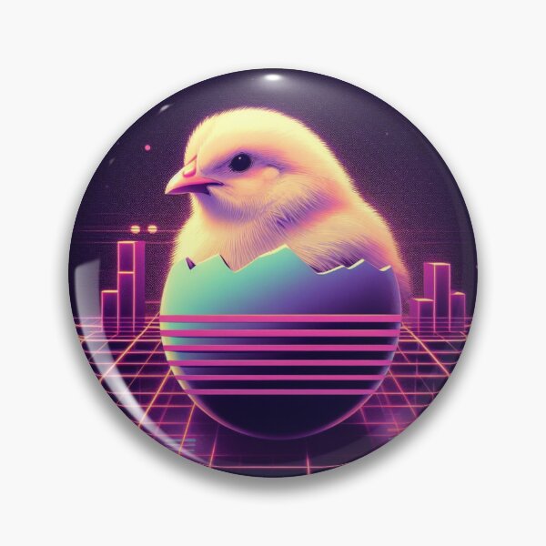 Item preview, Easter Egger Chicken Digital Concept Art Retrowave #4 designed and sold by AIrtisticPrints.