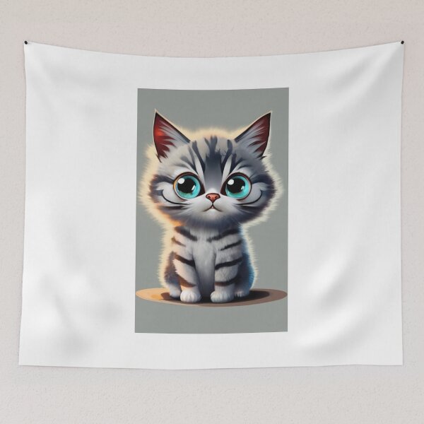 Item preview, Kawaii cute kitten black and white designed and sold by FenwickDesign99.