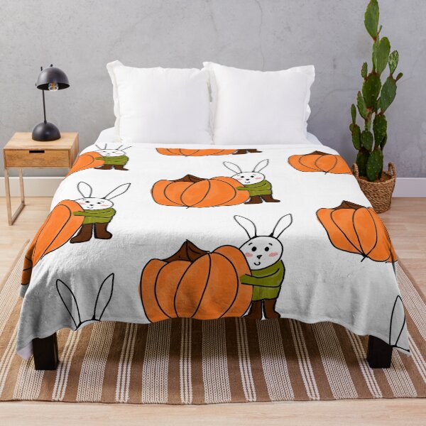 Item preview, Autumn bunny with pumpkin designed and sold by bunniyababa.