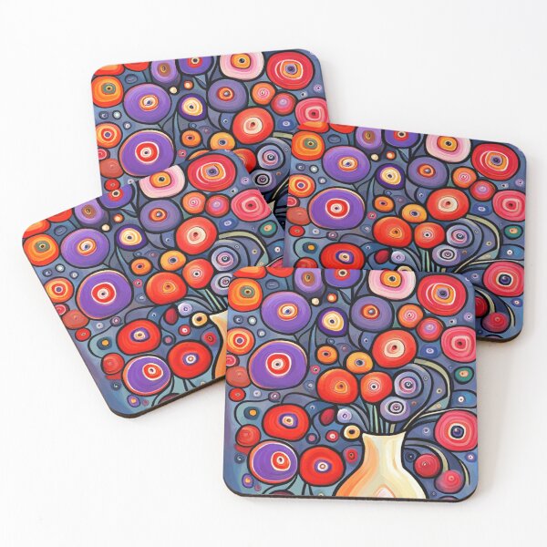 Item preview, Purple and Red Cute Abstract Flowers  Still Life Painting designed and sold by Vicky Brago-Mitchell®.