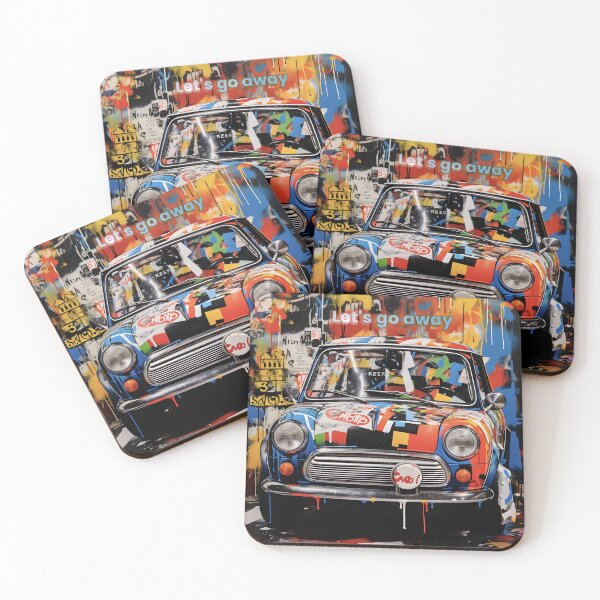 Item preview, Modern Mini Cooper in bright colors designed and sold by inkArtistryfine.