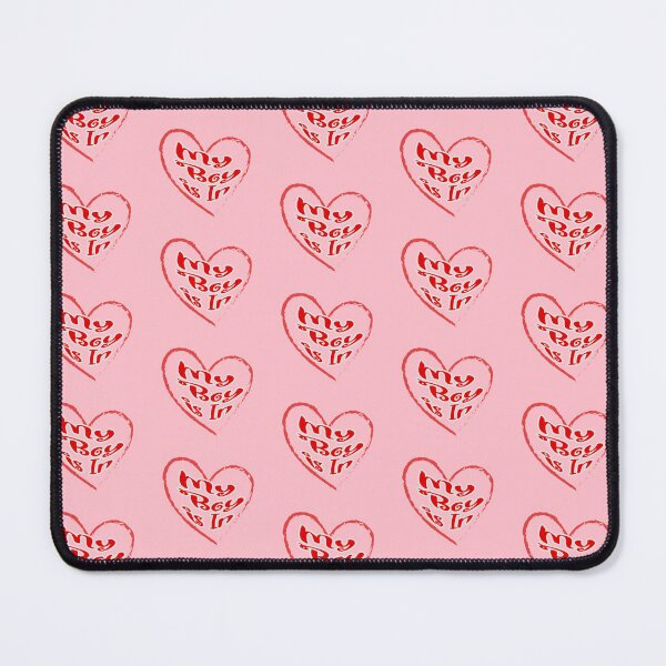 Item preview, My boy is in, red letters with a white border in a red heart, a declaration of love on Valentine's Day designed and sold by SplashTastic.