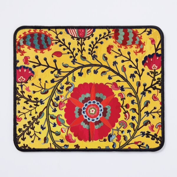 Item preview, Yellow Ground Floral Uzbekistan Suzani Pattern designed and sold by Vicky Brago-Mitchell®.