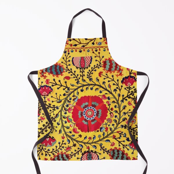 Item preview, Yellow Ground Floral Uzbekistan Suzani Pattern designed and sold by Vicky Brago-Mitchell®.