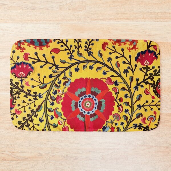 Item preview, Yellow Ground Floral Uzbekistan Suzani Pattern designed and sold by Vicky Brago-Mitchell®.