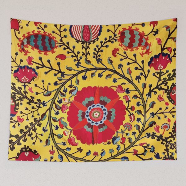 Item preview, Yellow Ground Floral Uzbekistan Suzani Pattern designed and sold by Vicky Brago-Mitchell®.
