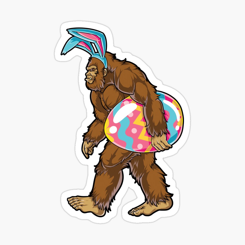 Bunny Bigfoot With Easter Eggs Funny Easter Eggs Hunting Bunny Bigfoot T-Shirt
