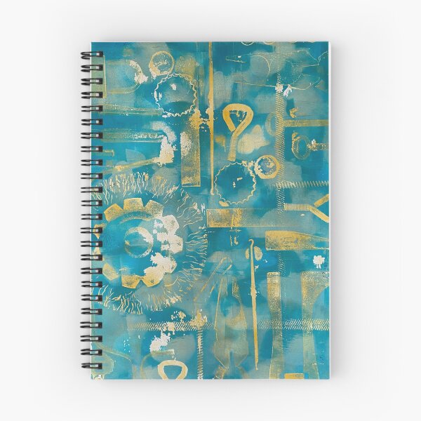 Item preview, Vintage Tools Teal & Gold Monoprint Pattern designed and sold by vallisrowe.