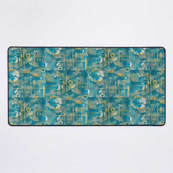 Item preview, Vintage Tools Teal & Gold Monoprint Pattern designed and sold by vallisrowe.