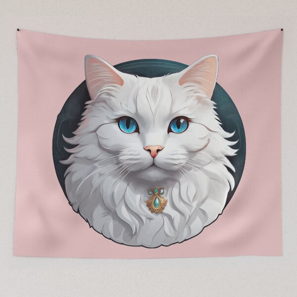 Item preview, Whimsical Fluffy White Cat designed and sold by Bilisik.