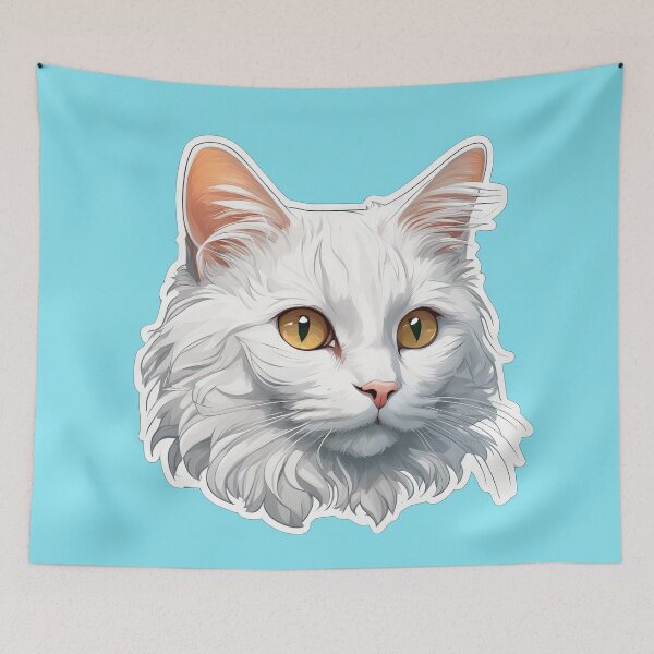 Item preview, Cute Whimsical Fluffy White Cat designed and sold by Bilisik.