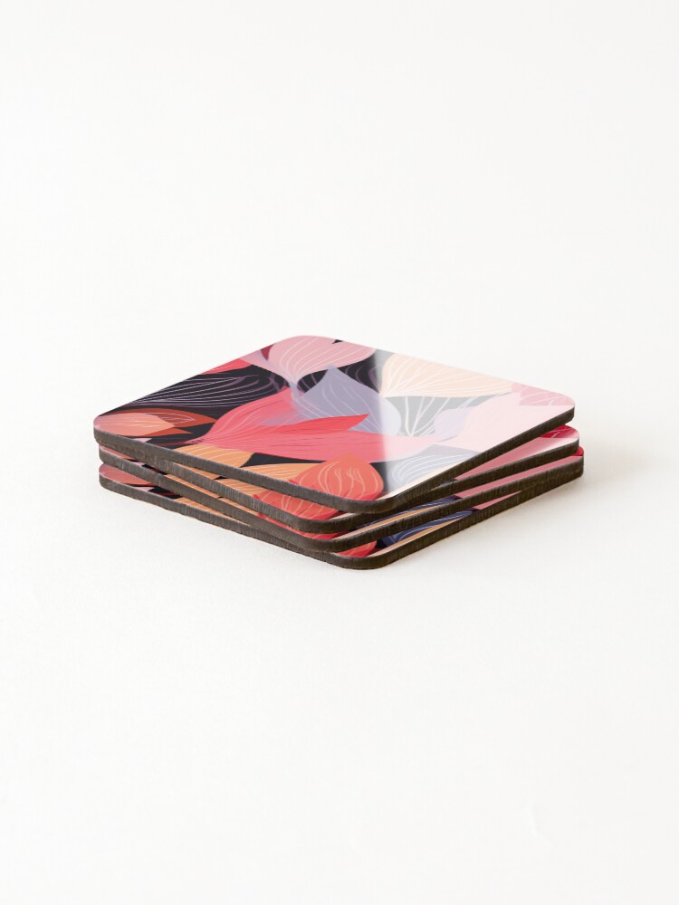 Thumbnail 4 of 5, Coasters (Set of 4), Abstract Floral Pattern designed and sold by SideSignal.