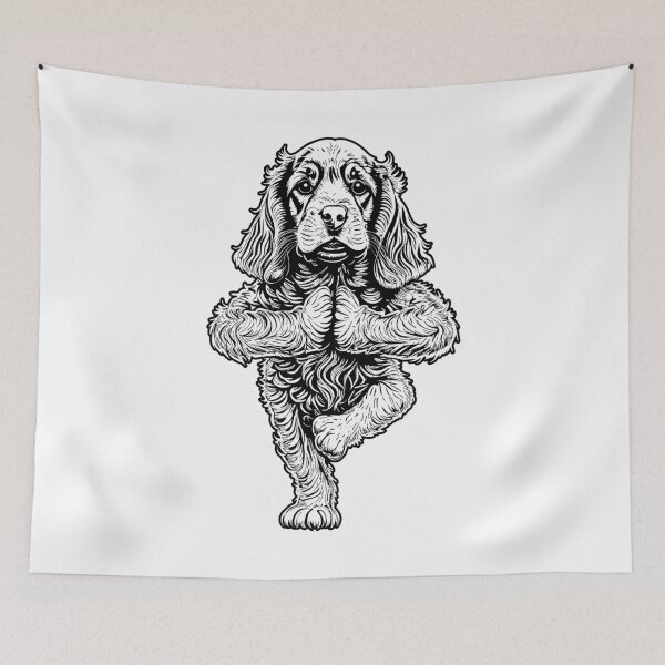 Aperçu de l'œuvre Cocker Spaniel Yoga Amant De Chien Chiot Drôle Asana Arbre Pose créée et vendue par GrandeDuc.
