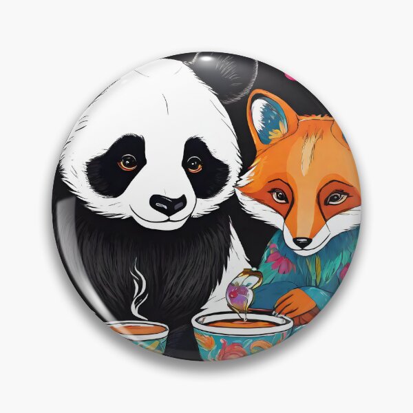 Item preview, Panda and Fox Drinking Coffee Together  designed and sold by ishitastore08.