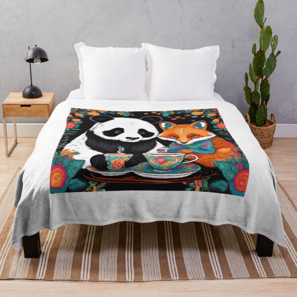Item preview, Panda and Fox Drinking Coffee Together  designed and sold by ishitastore08.