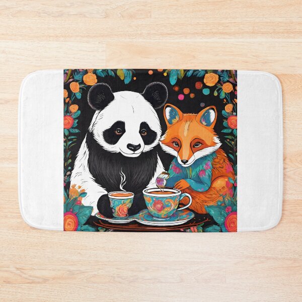 Item preview, Panda and Fox Drinking Coffee Together  designed and sold by ishitastore08.