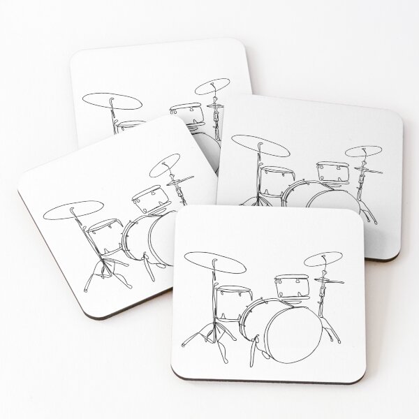 Item preview, Line art of musical drums set for band drummer designed and sold by adesignworld.