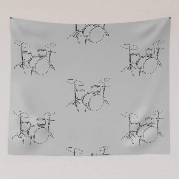 Item preview, Line art of musical drums set for band drummer designed and sold by adesignworld.