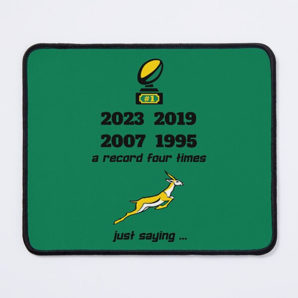 Item preview, South Africa supporter: winners 4 times just saying (black) designed and sold by SolidEarthArt.