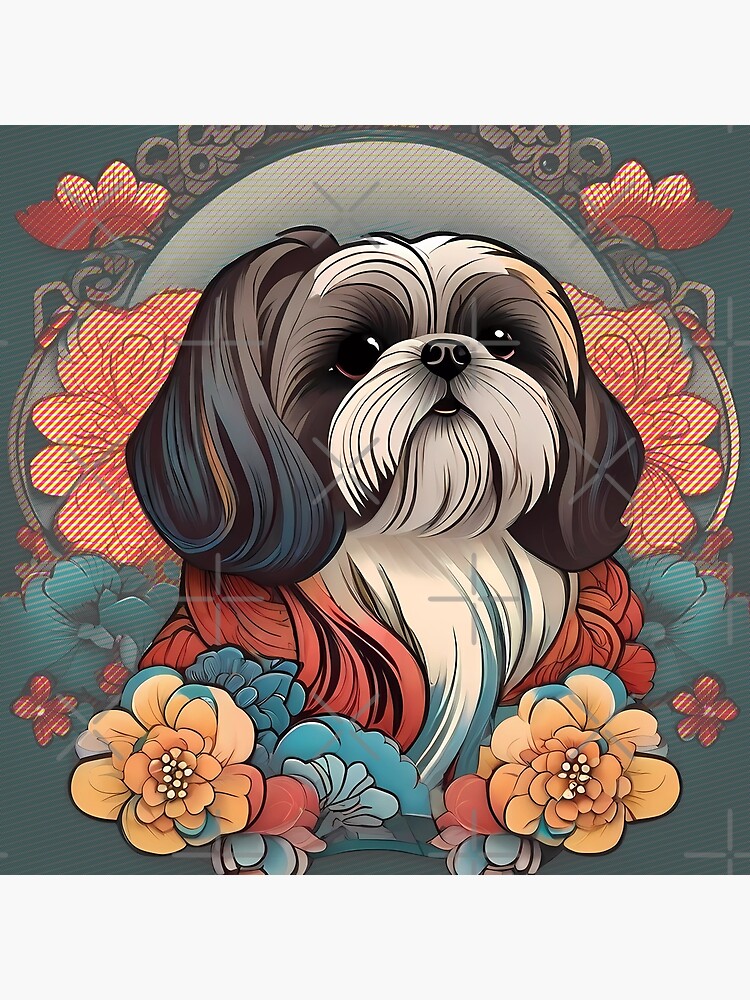 from-canvas-to-fur-a-shih-tzu-s-tale-told-in-flat-japanese-tattoo-art-poster-for-sale-by-pant0s-redbubble