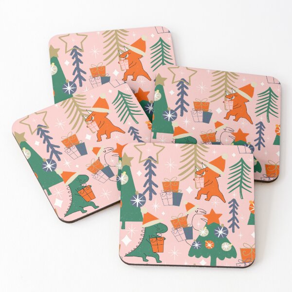 Item preview, Dinosaur Christmas Party Pink designed and sold by susycosta.