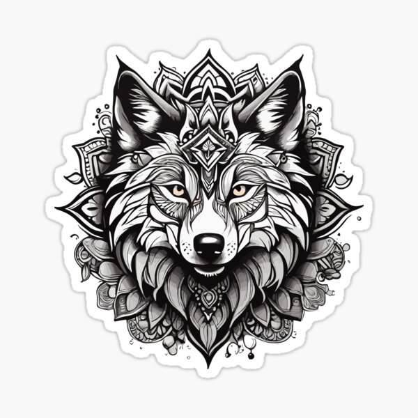 Premium Photo | Tribal wolf head tattoo on white background