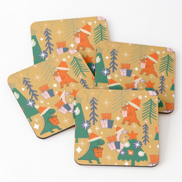Item preview, Dinosaur Christmas Party Yellow designed and sold by susycosta.
