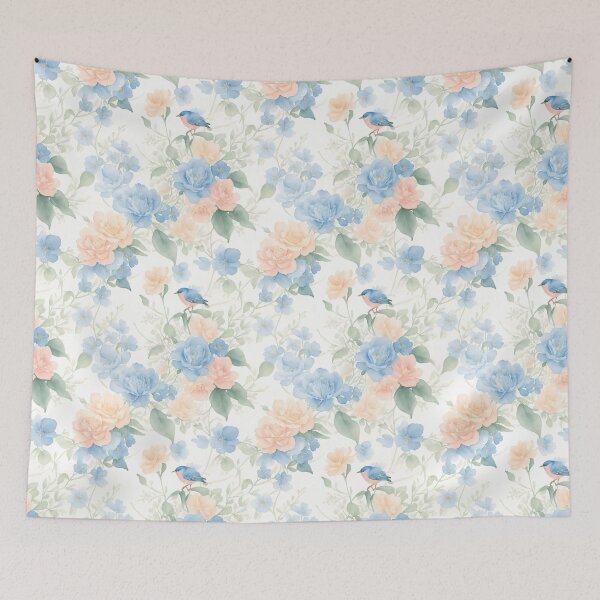 Item preview, Watercolor vintage decorative pattern.  Colorful Birds and flowers designed and sold by Victoria Riabov.