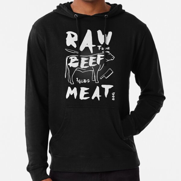 kangaroo pocket raw meat hoodie