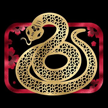 2025-YearoftheSnake|HappyChineseNewYear|LunarNewYear|GoldandRed|ArtPrint