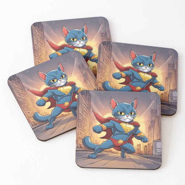 Item preview, cat super hero digital paper designed and sold by pig2u.