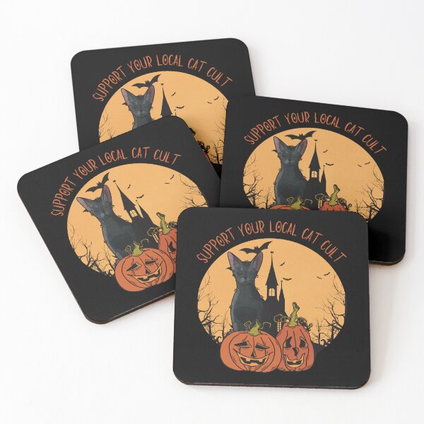 Item preview, Support your local cat cult - Black Oriental Cat designed and sold by FelineEmporium.