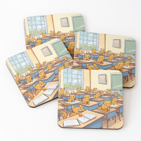 Item preview, cats in classroom digital paper designed and sold by pig2u.
