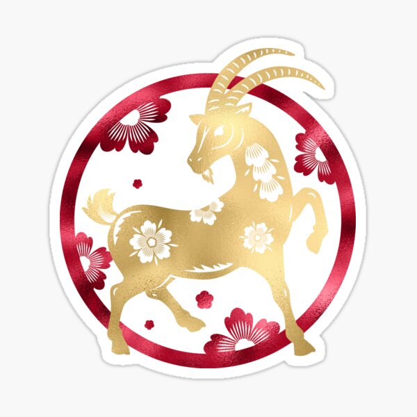 Item preview, Year of the Goat | Happy Chinese New Year | Lunar New Year | Gold and Red designed and sold by StarryHeavens.