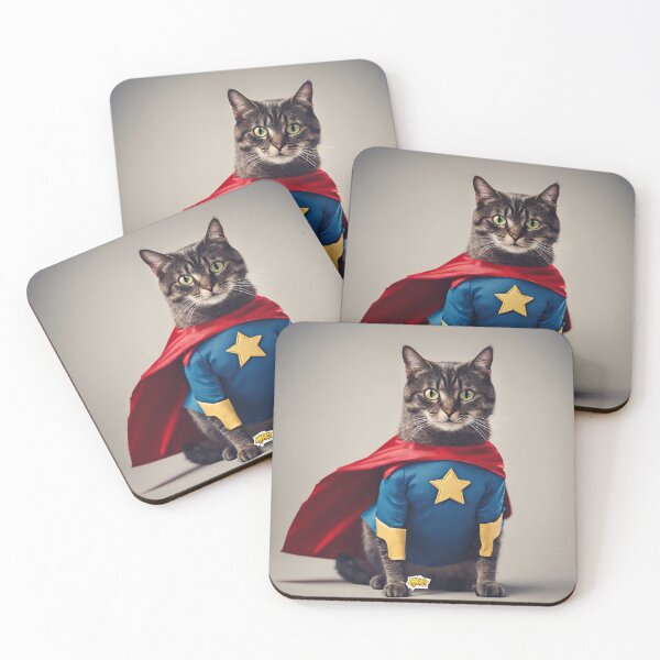 Item preview, cat super hero digital paper designed and sold by pig2u.