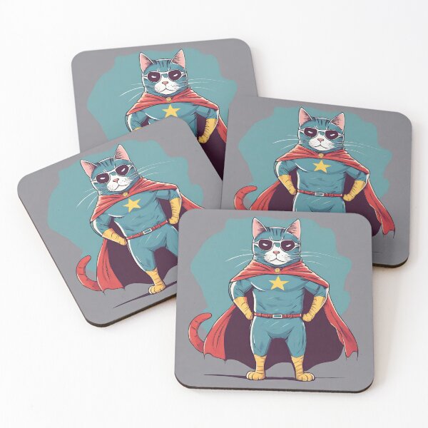 Item preview, cat super hero digital paper designed and sold by pig2u.
