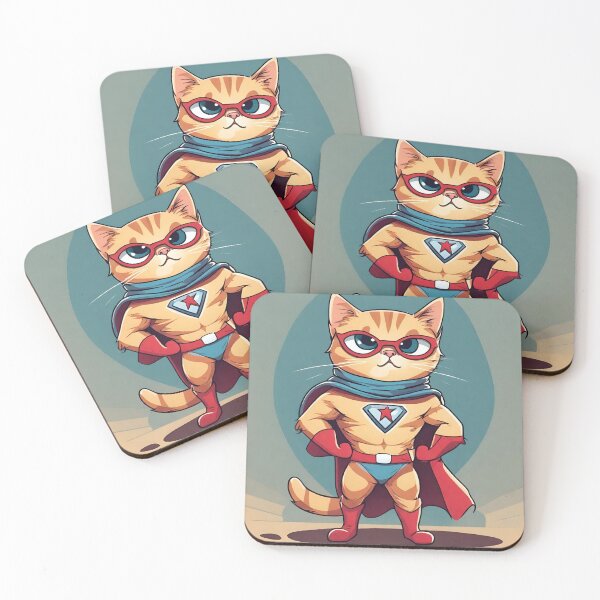 Item preview, cat super hero digital paper designed and sold by pig2u.